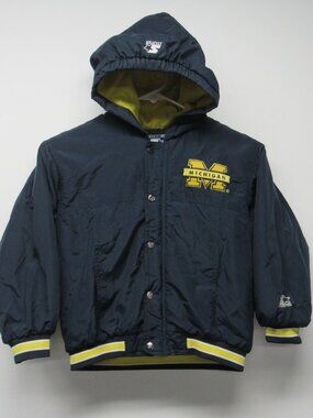 Vtg 90s STARTER Throwback Michigan Wolverines Snap Front Jacket Boys Kids sz 5/6